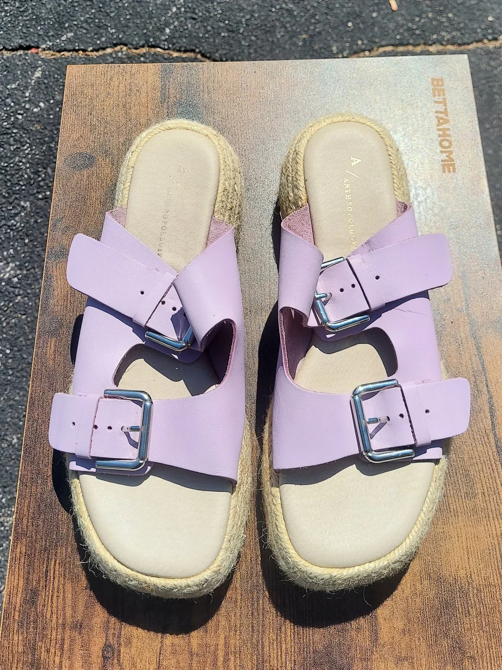 By Anthropologie Lilac Double-Buckle Espadrille Platform Sandal Women Size 8